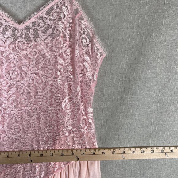 VTG Undercover Wear Nightgown Slip Maxi Dress Womens L Pink Flowy Lace Sheer USA - Picture 9 of 12